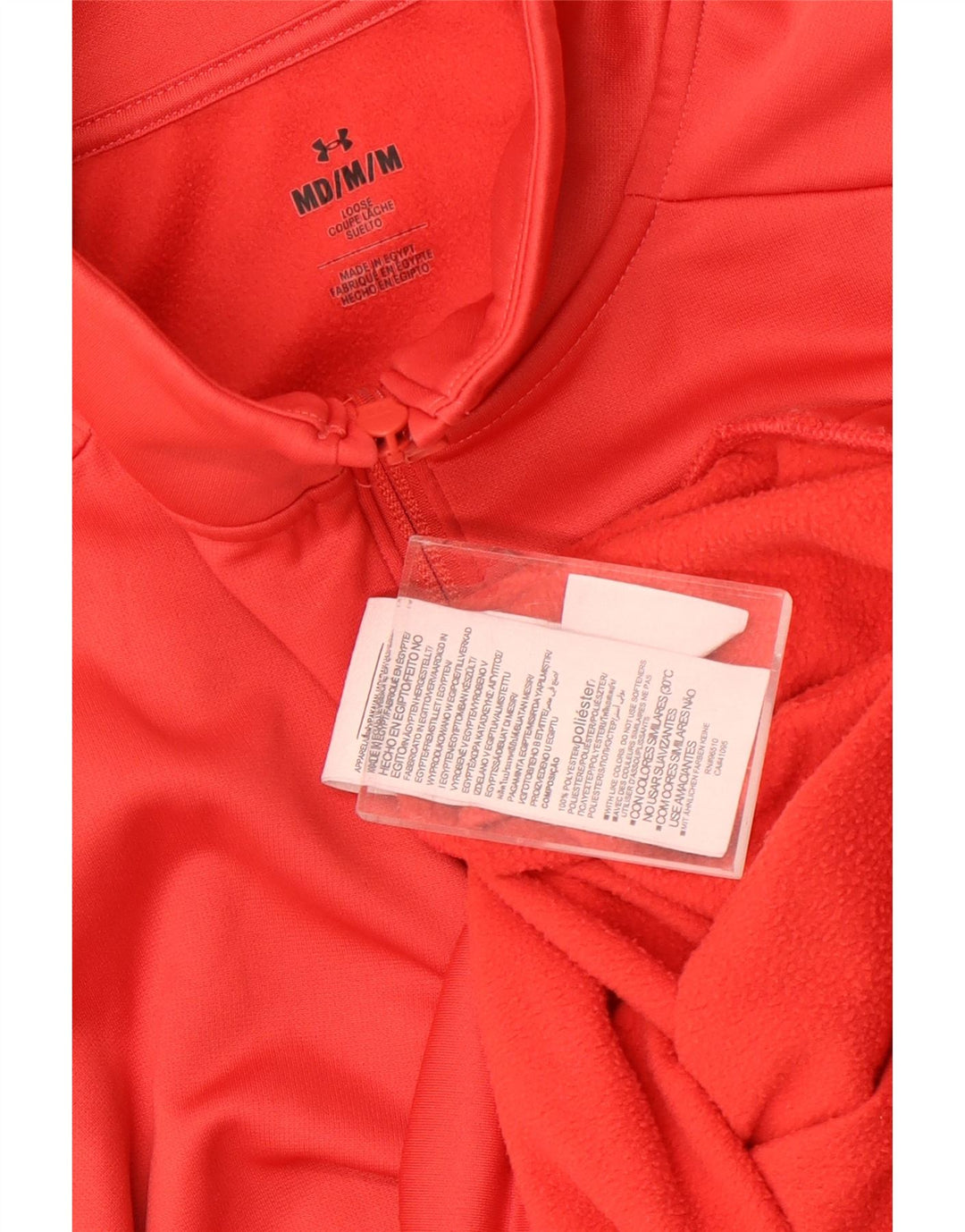 Felpa da uomo con collo con zip Under Armour, maglione rosso medio in poliestere