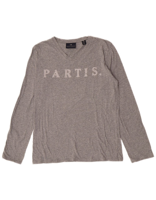 Top grafico da ragazzo a maniche lunghe Scotch & Soda 13-14 anni in cotone grigio screziato