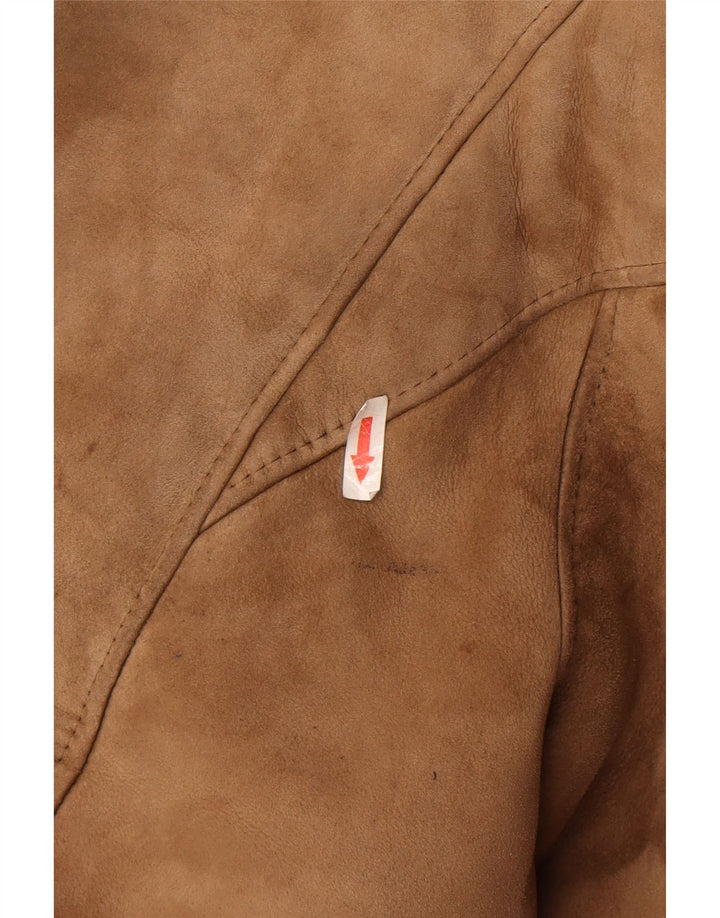 Giacca in shearling oversize da donna vintage IT 48 XL Shearling marrone