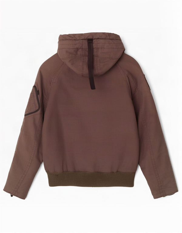 Blauer Giacca imbottita con cappuccio da uomo UK 36 Small Marrone Poliammide