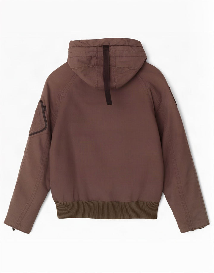 Blauer Giacca imbottita con cappuccio da uomo UK 36 Small Marrone Poliammide