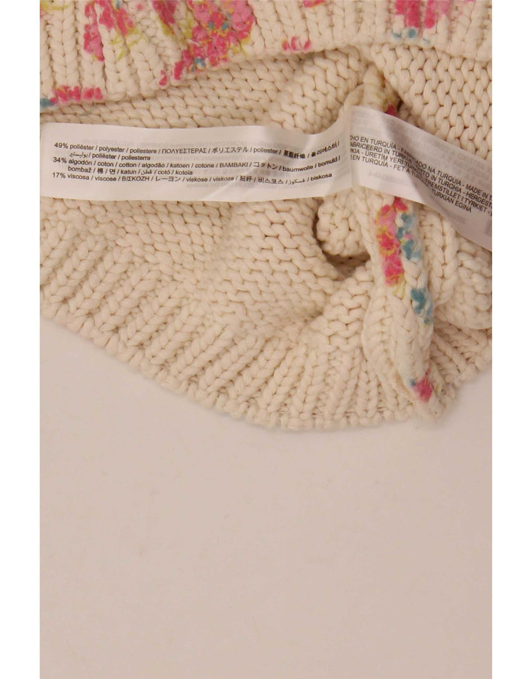 Canotta corta da donna Zara UK 12 Poliestere floreale bianco medio