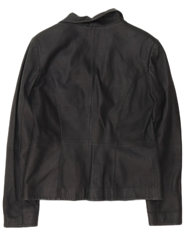Giacca blazer in pelle da donna a 2 bottoni Zara UK 16 grande nera