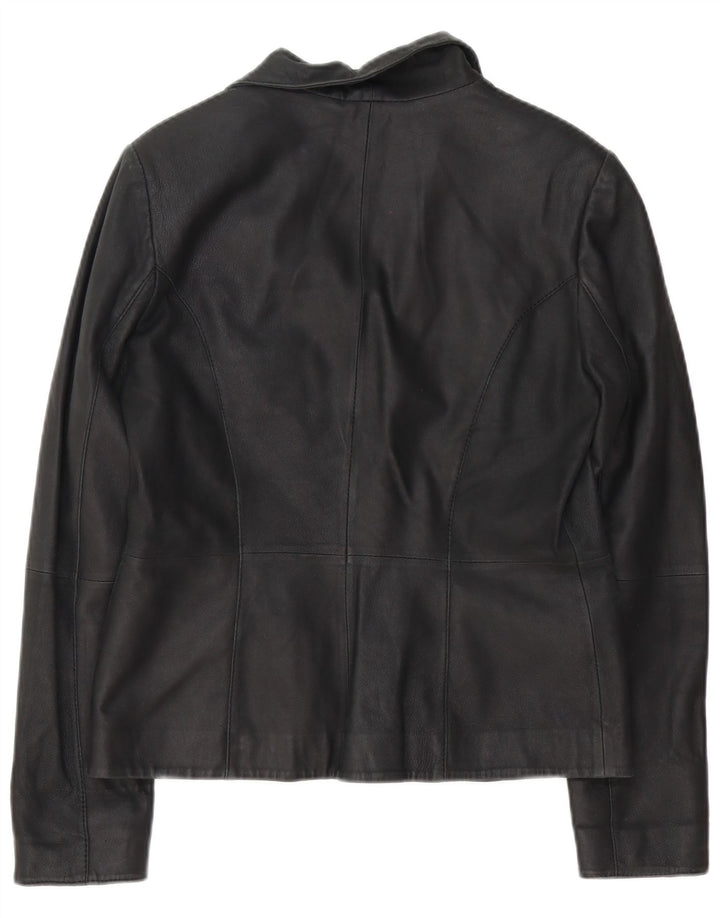 Giacca blazer in pelle da donna a 2 bottoni Zara UK 16 grande nera