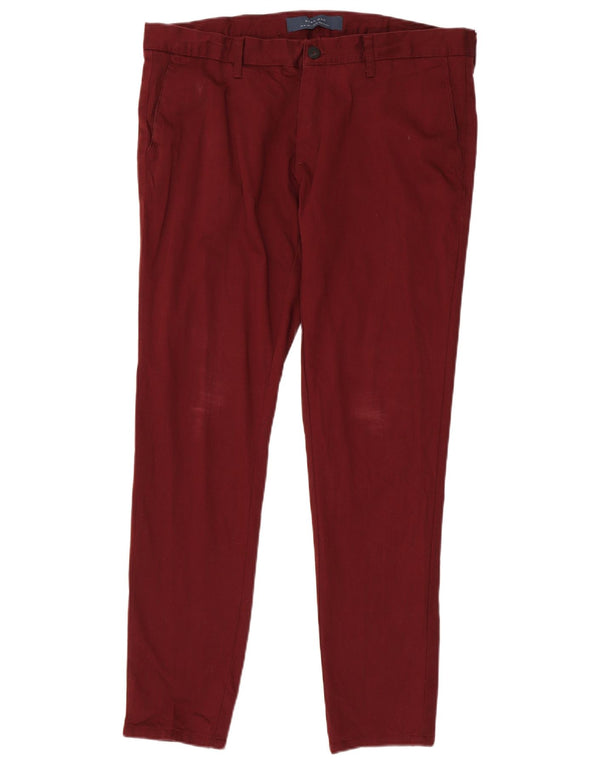 Pantaloni chino slim da uomo Zara EU 46 XL W36 L31 cotone bordeaux
