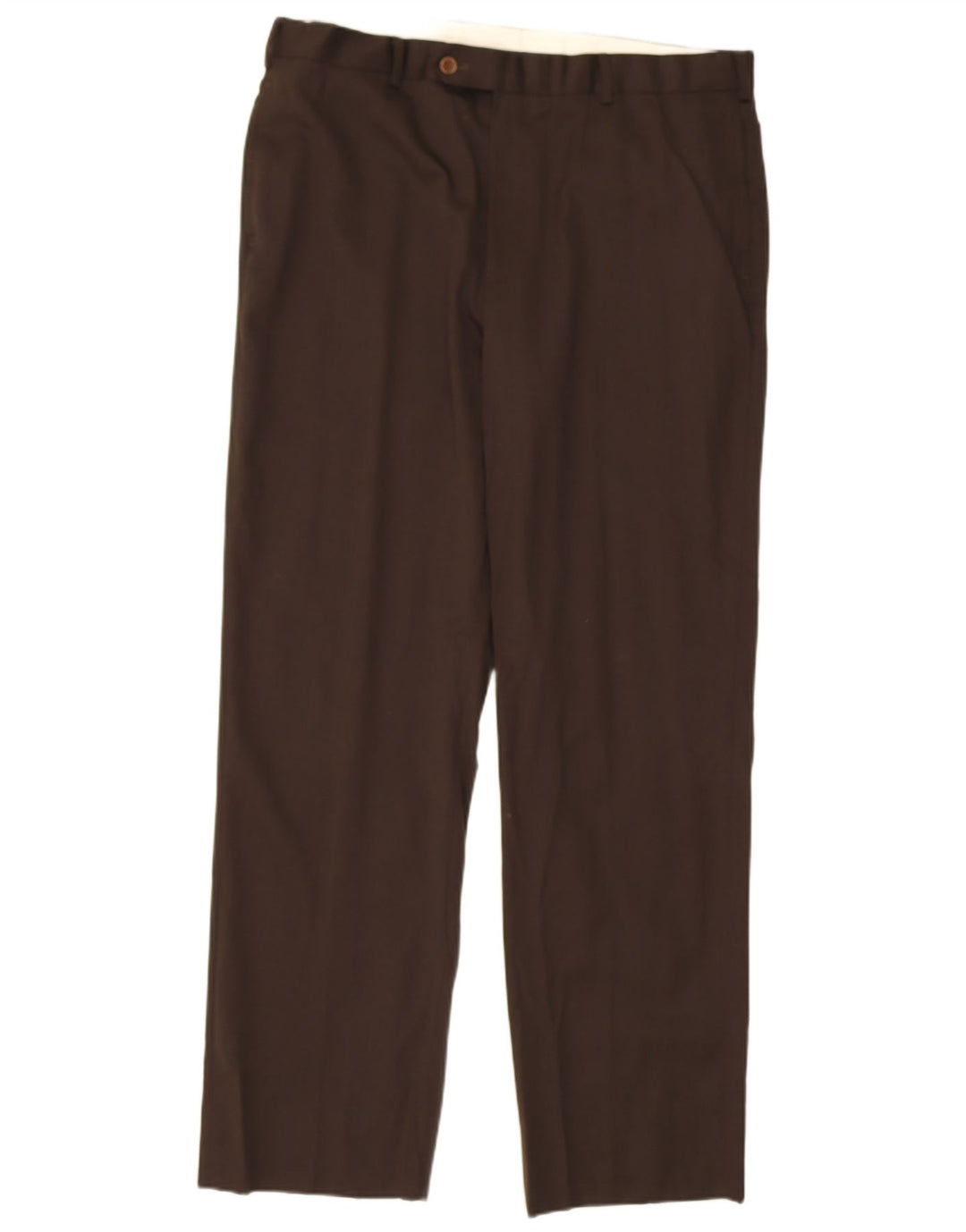 BROOKS BROTHERS Pantaloni da abito dritti Madison da uomo W38 L32 Lana marrone