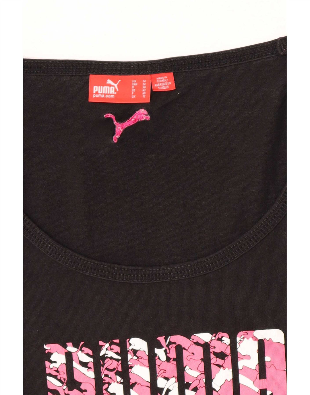 Puma Maglietta grafica da donna a maniche lunghe UK 12 Medium Nera