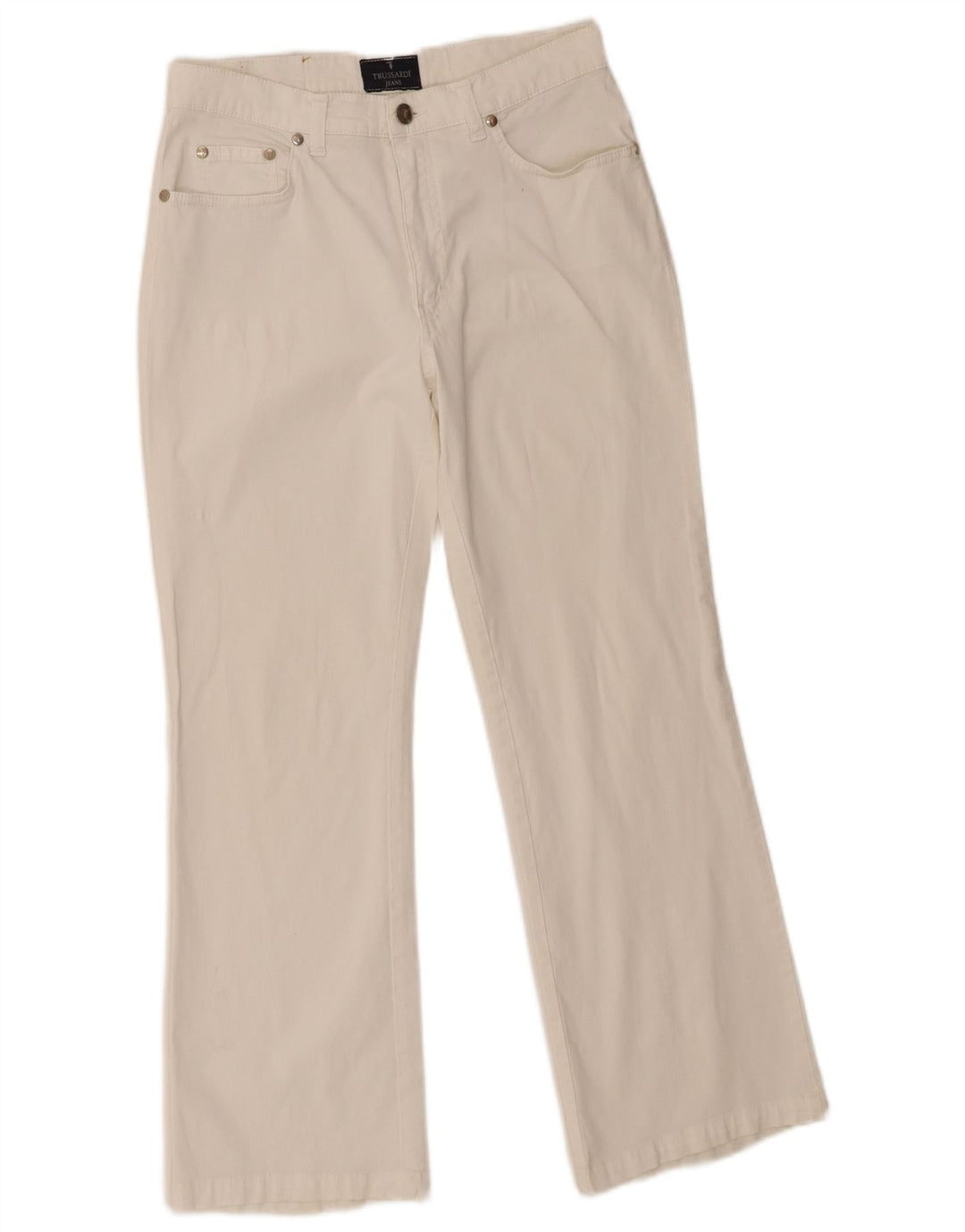 Jeans Cropped Donna Trussardi W28 L26 Cotone Bianco