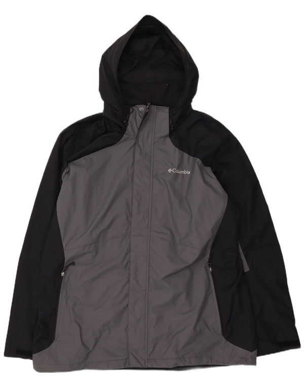 Giacca a vento con cappuccio da uomo Columbia UK 42 XL Nylon color block grigio