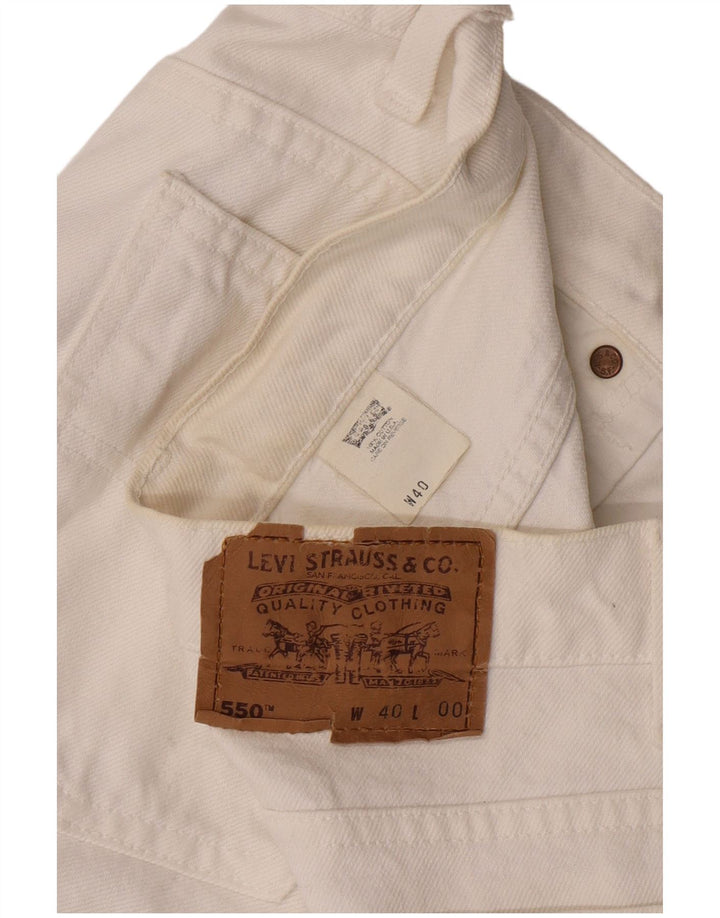 Pantaloncini di jeans Levi's 550 da uomo W40 XL in cotone bianco