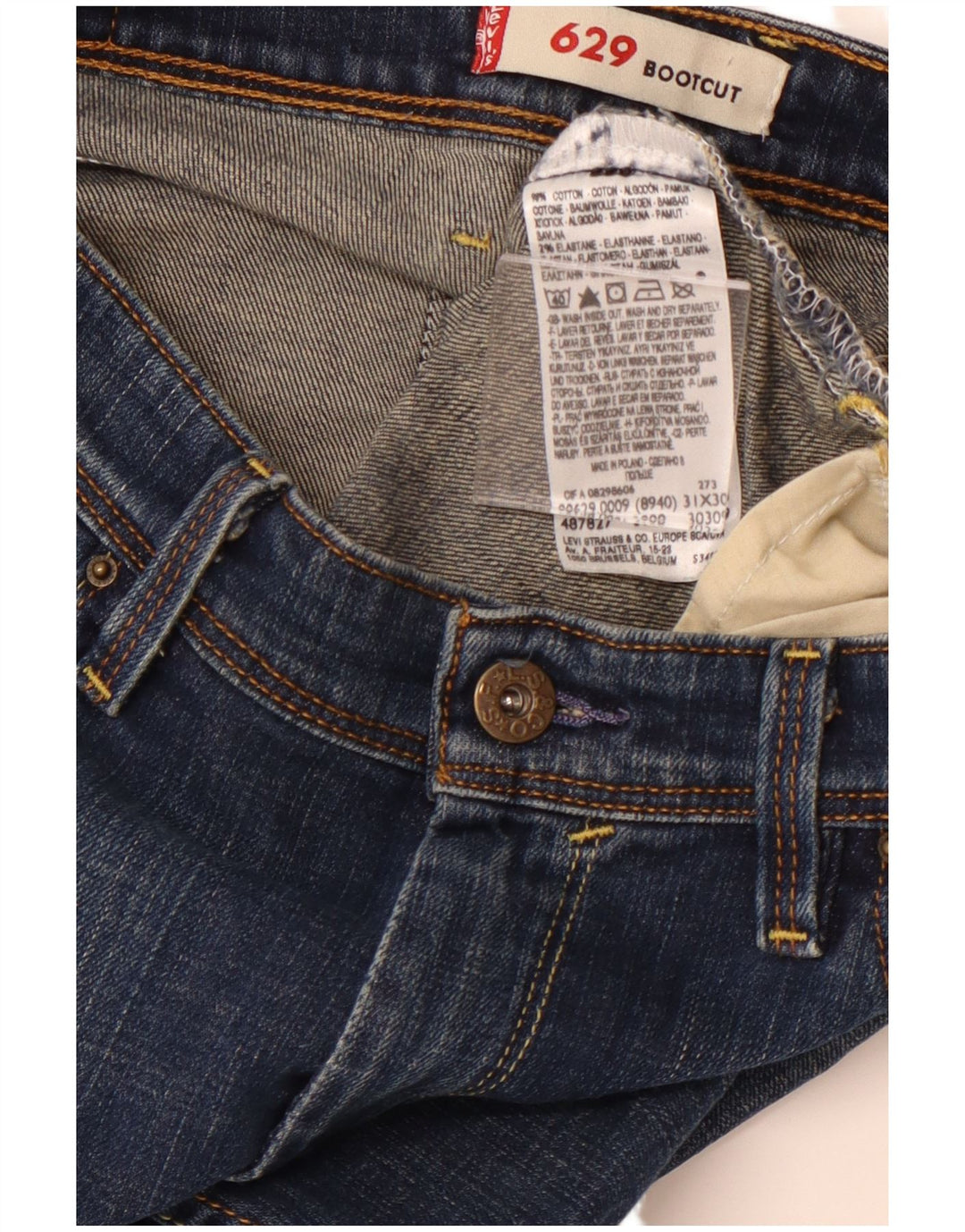 LEVI'S Jeans 629 Bootcut da donna W31 L30 cotone blu navy