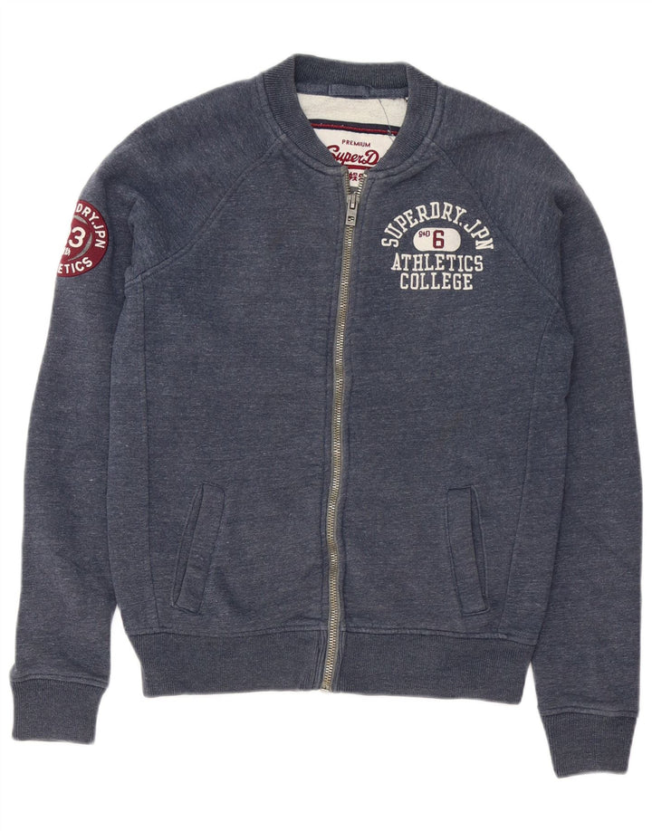 Giacca da ginnastica da uomo con grafica Superdry, cotone mélange blu navy medio