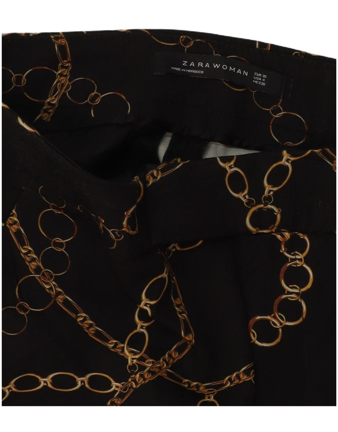 Pantaloni casual da donna con motivo astratto ZARA EU 36 XS W26 L27 Nero