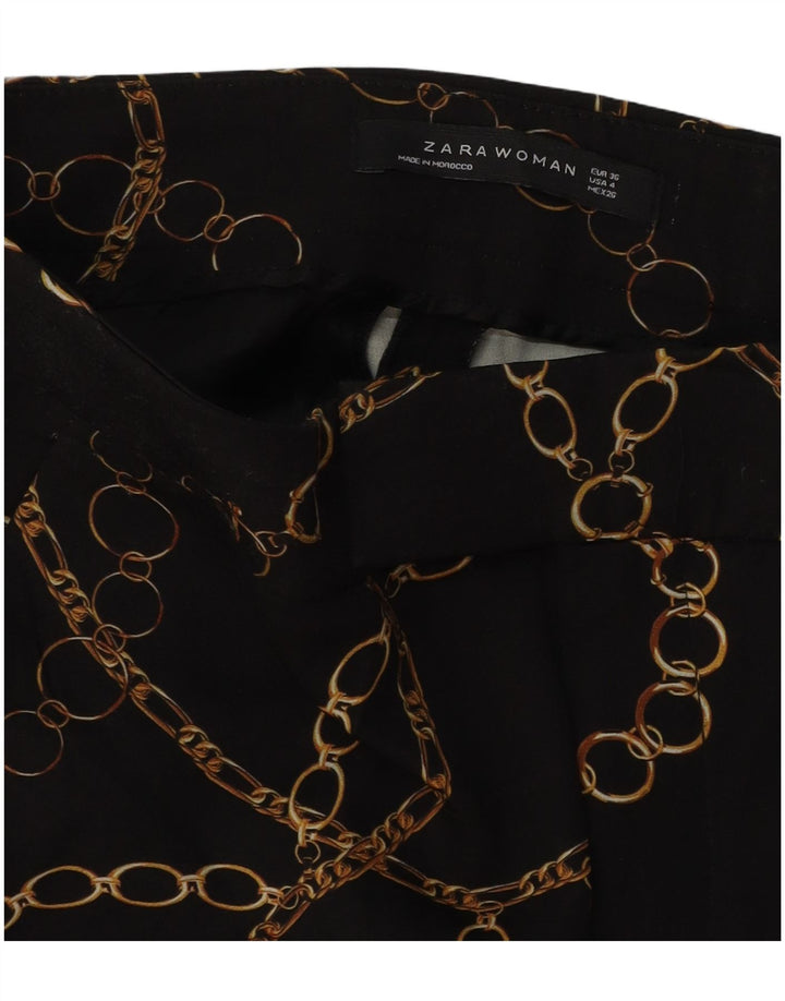 Pantaloni casual da donna con motivo astratto ZARA EU 36 XS W26 L27 Nero