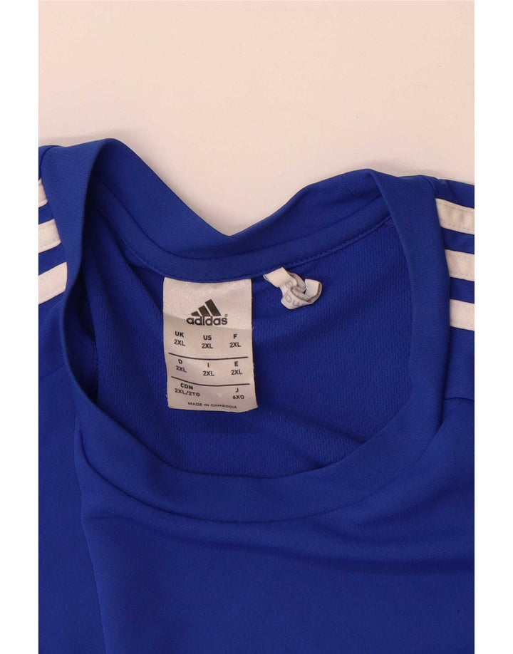Adidas Uomo Climalite T-shirt Top 2XL Blu Colourblock Poliestere