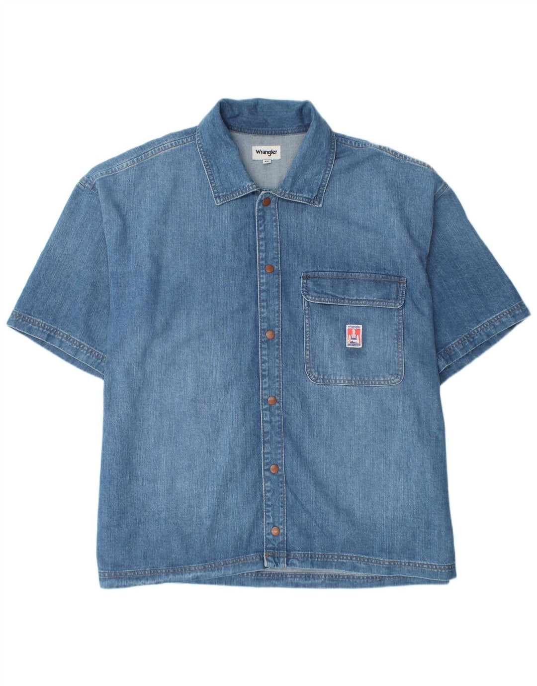 Camicia di jeans a maniche corte da uomo Wrangler 2XL cotone blu