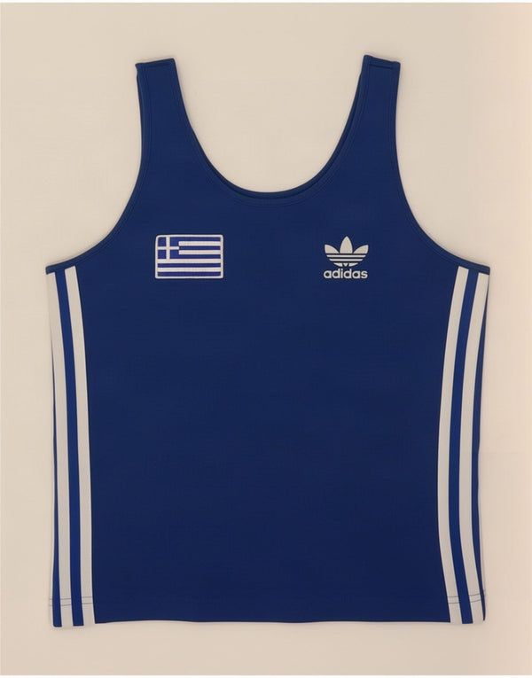 Top corto da donna Adidas UK 10 piccolo cotone blu