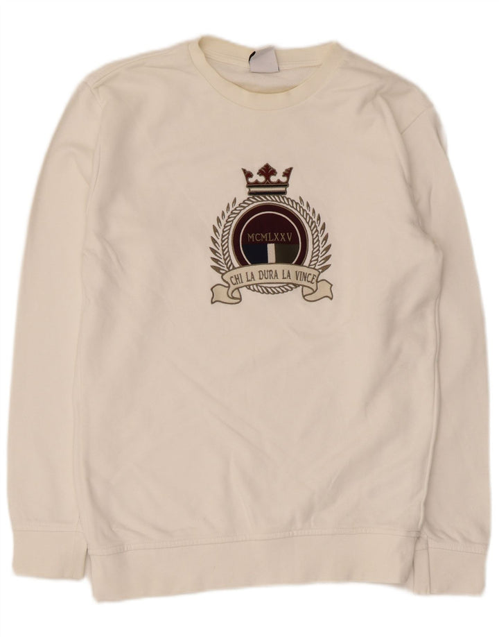 Felpa grafica da uomo Zara piccola in cotone bianco