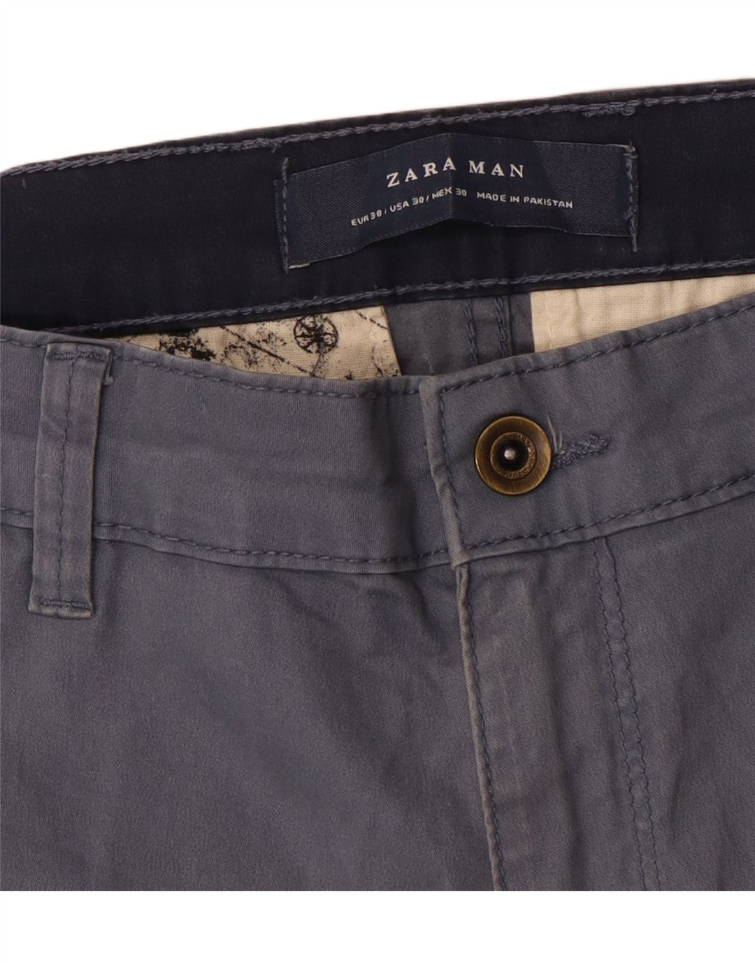 Pantaloni chino slim da uomo Zara EU 38 Small W30 L32 Blu