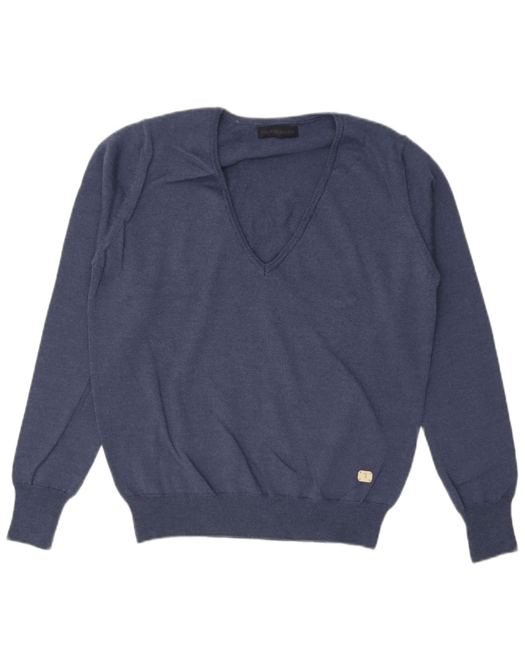 Maglione Trussardi Uomo Scollo a V Medio Blu Navy Lana Vergine