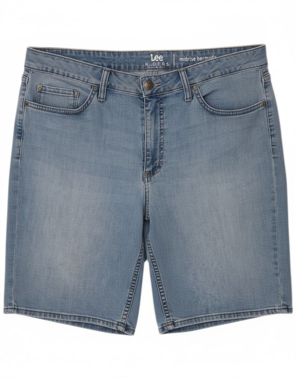 Bermuda in denim a vita media da donna Lee US 16 XL W36 cotone blu