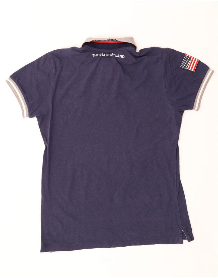 Polo grafica da uomo NORTH SAILS piccola color block blu navy