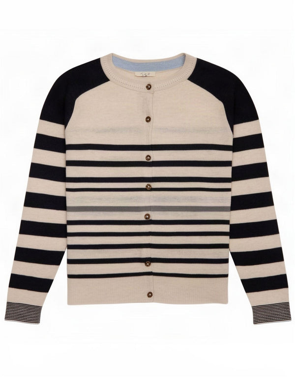 White Stuff Womens Cardigan Sweater UK 12 Medium Striped Cotton