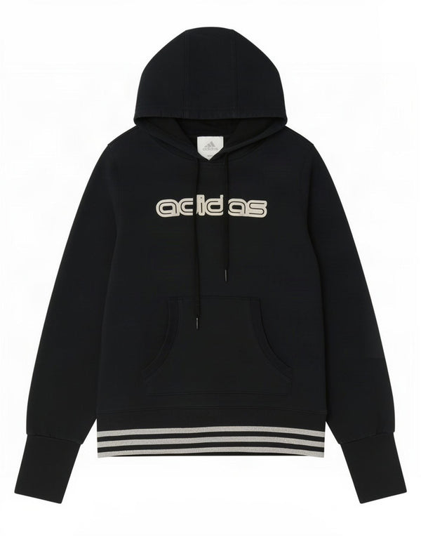 Felpa con cappuccio grafica Adidas Climalite da donna UK 14 cotone blu navy medio