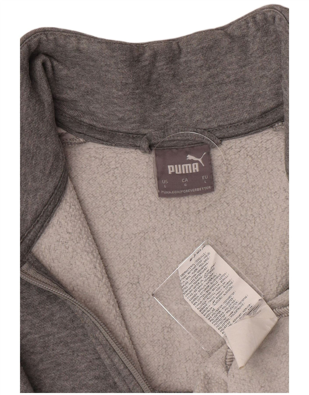 Giacca da ginnastica da donna Puma UK 16 Large in cotone color block grigio