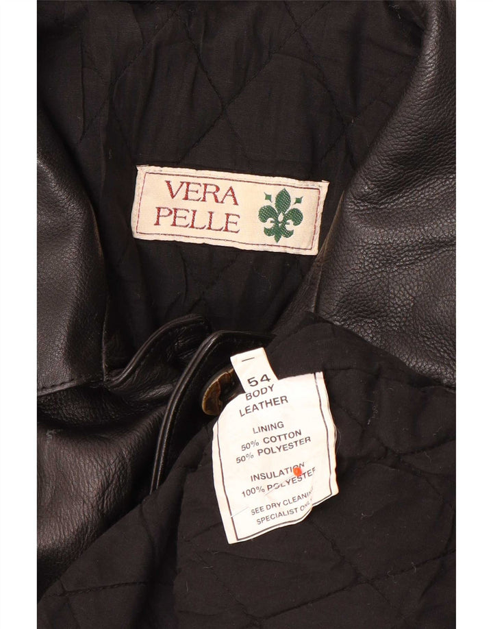 Giacca in pelle vintage da uomo IT 54 2XL Nera