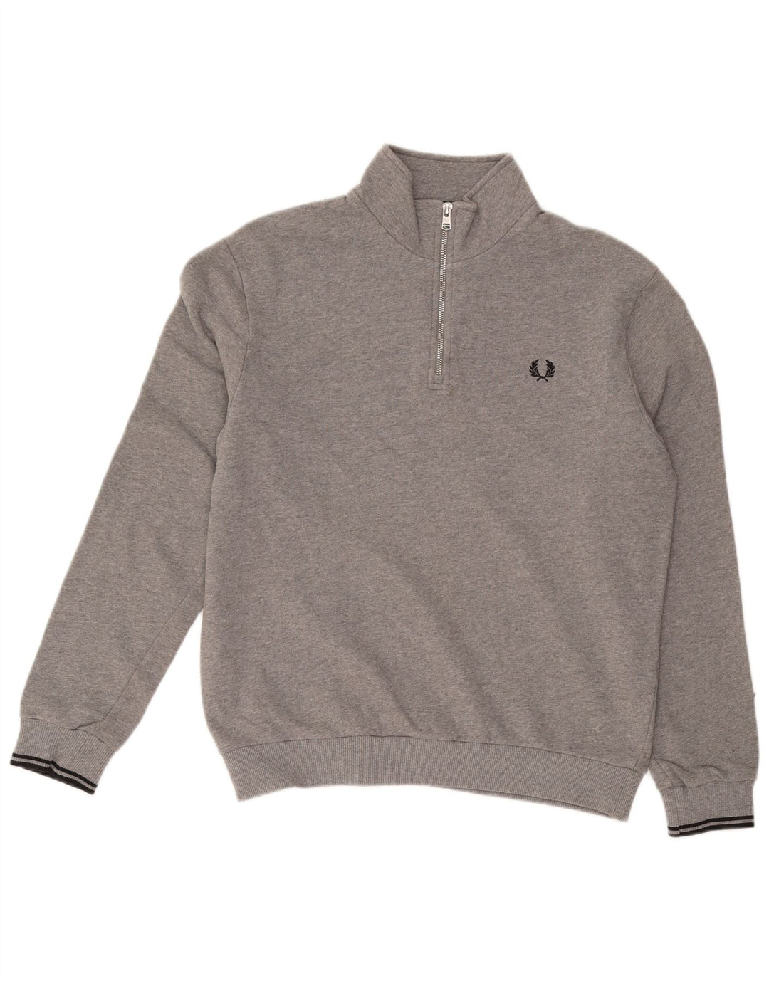 FRED PERRY Felpa da uomo con collo con zip, maglione grande, cotone grigio