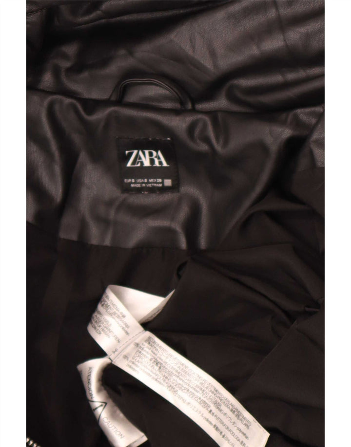 Giacca imbottita oversize con cappuccio da donna Zara UK 10 piccola in poliuretano nero