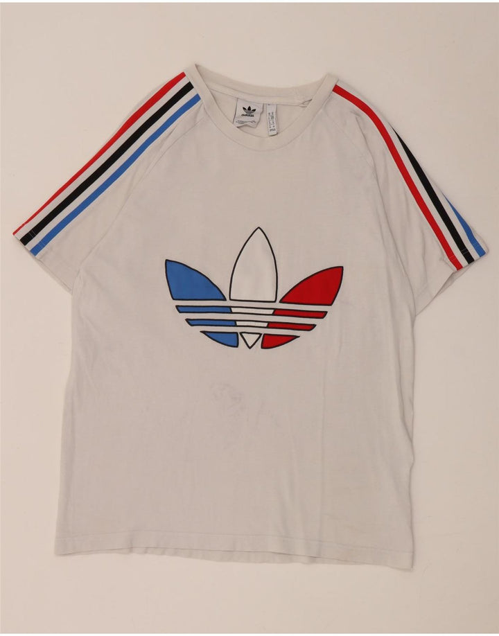 T-shirt grafica da uomo Adidas Top in cotone bianco medio
