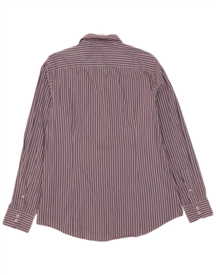 Camicia Benetton Uomo XL Cotone Rigato Viola