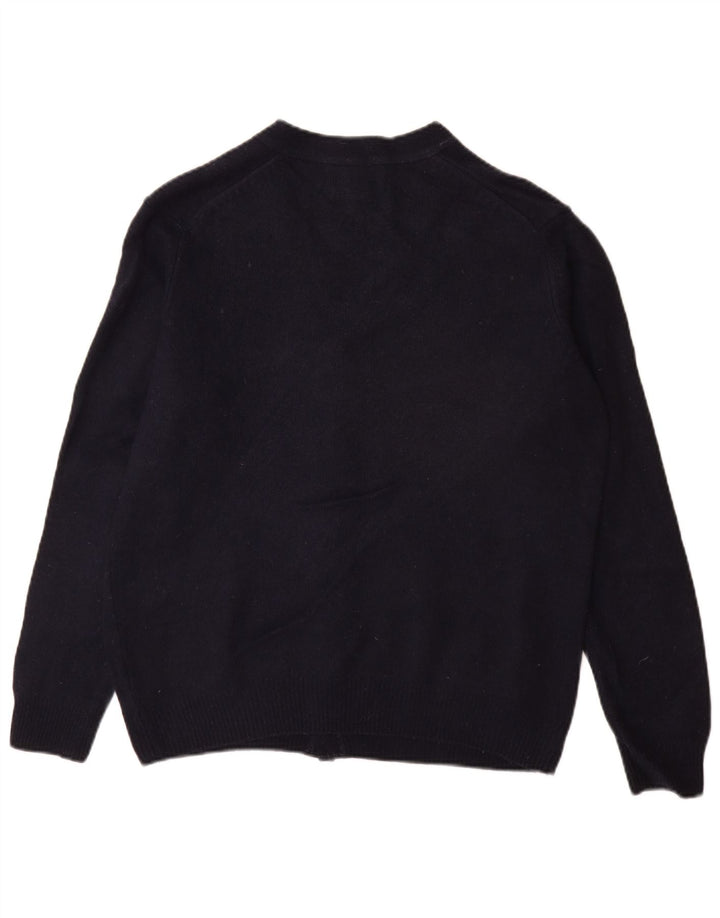 Maglione cardigan da uomo Marks & Spencer medio blu navy in lana d'agnello