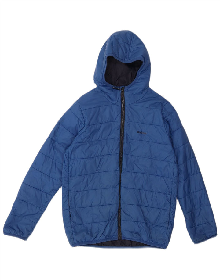 BARBOUR Boys Hooded Padded Jacket 11-12 Years Large  Blue