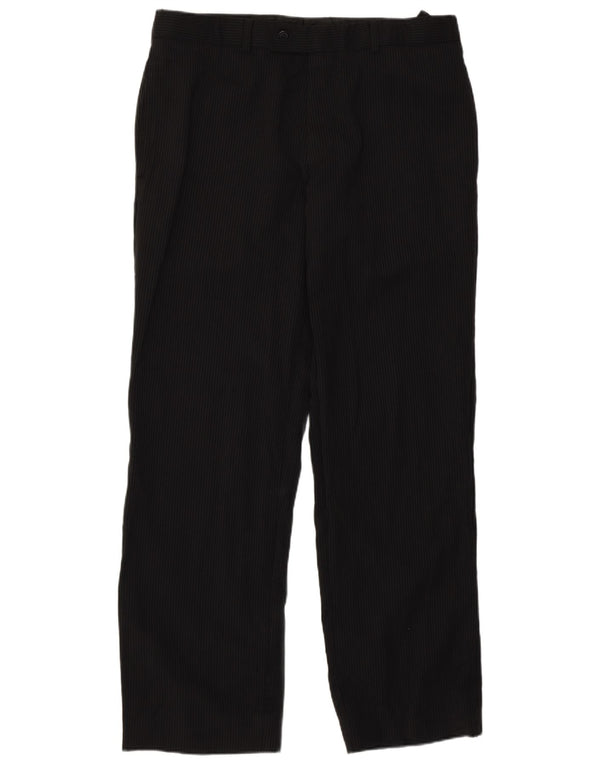 Pantaloni da abito da uomo Hugo Boss EU 52 XL W36 L30 Cotone gessato nero