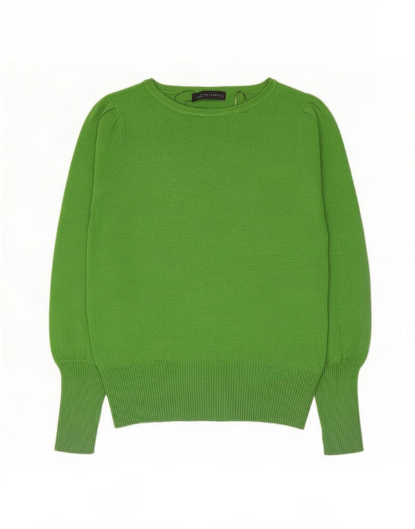 Marks & Spencer Womens Boat Neck Jumper Sweater UK 12 Medium Green Viscose