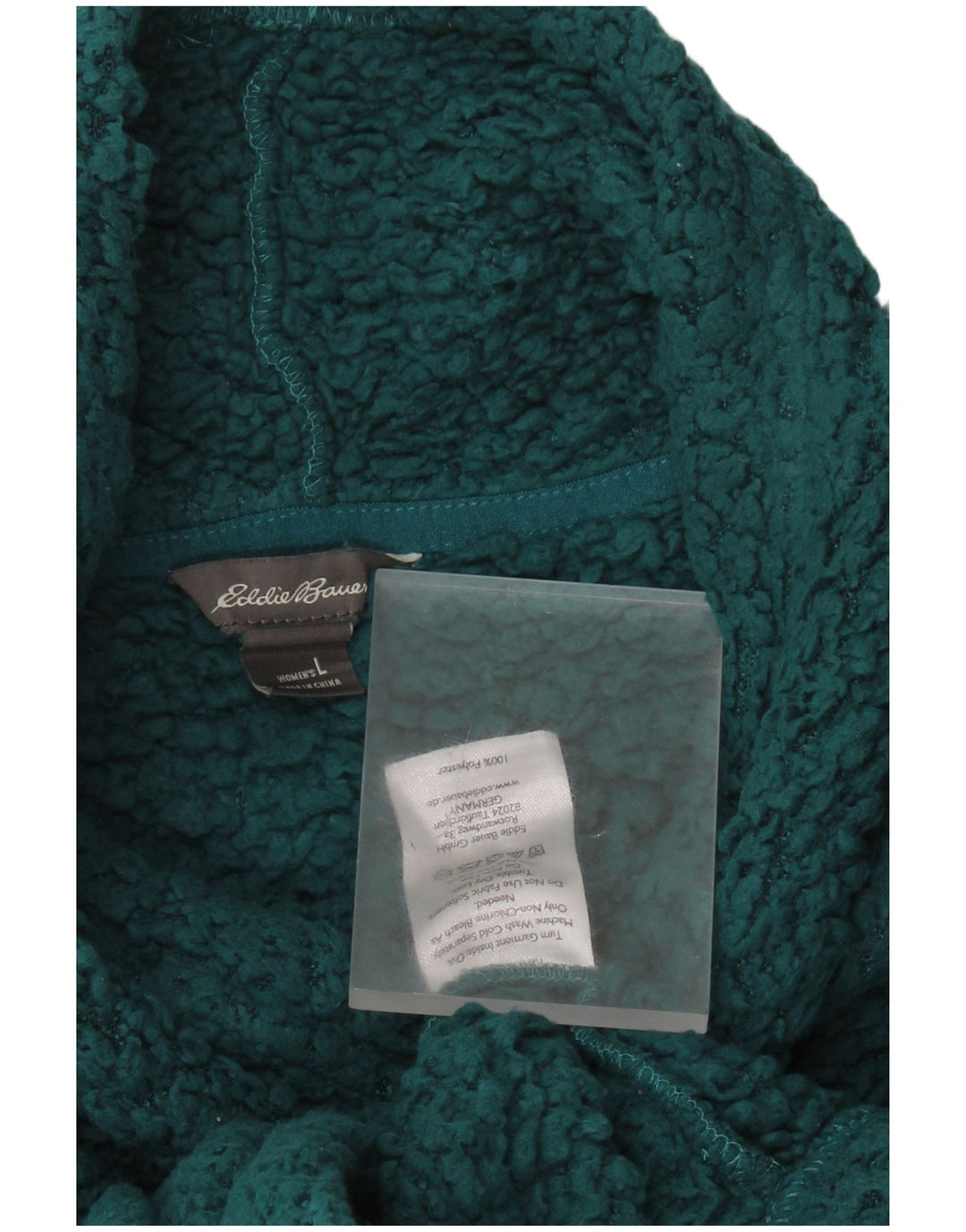 EDDIE BAUER Maglione in pile oversize da donna UK 16 Large Verde Poliestere