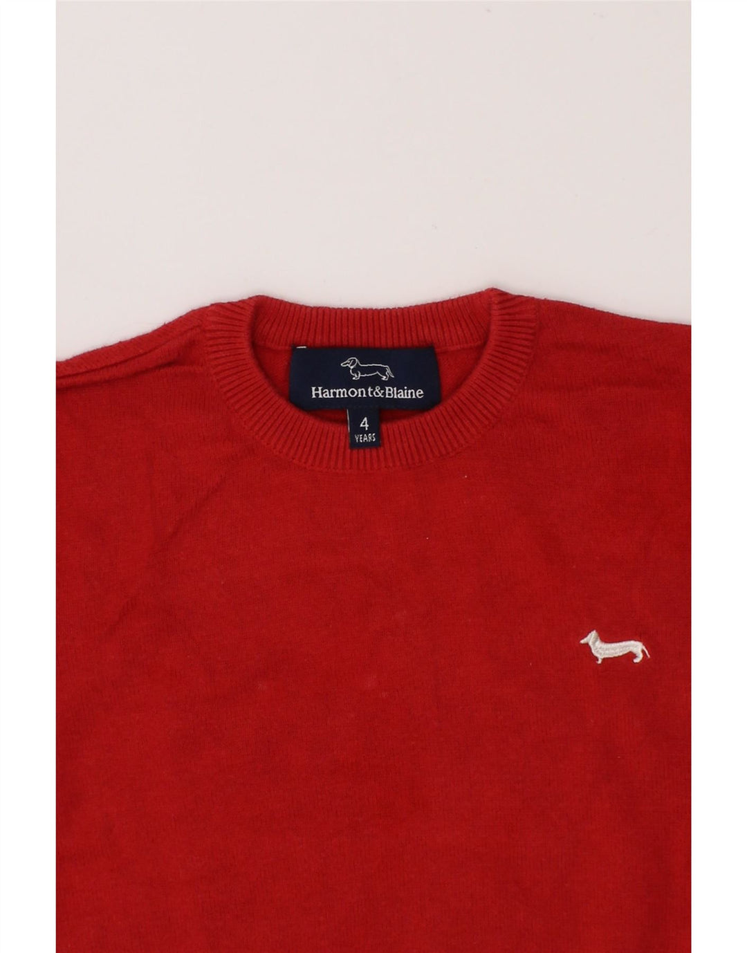 HARMONT & BLAINE Boys Crew Neck Jumper Sweater 3-4 Years Red Cotton Vintage Harmont & Blaine and Second-Hand Harmont & Blaine from Messina Hembry 