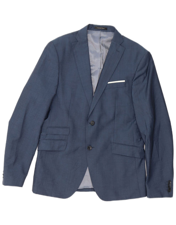Giacca blazer da uomo a 2 bottoni su misura Zara EU 50 blu navy medio