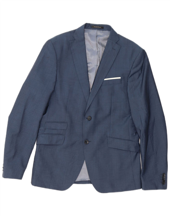Giacca blazer da uomo a 2 bottoni su misura Zara EU 50 blu navy medio