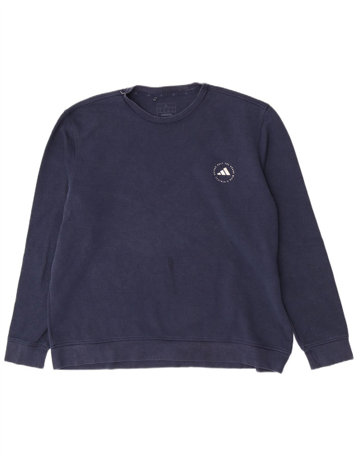 Felpa Adidas da uomo con vestibilità regolare, XL, cotone blu navy