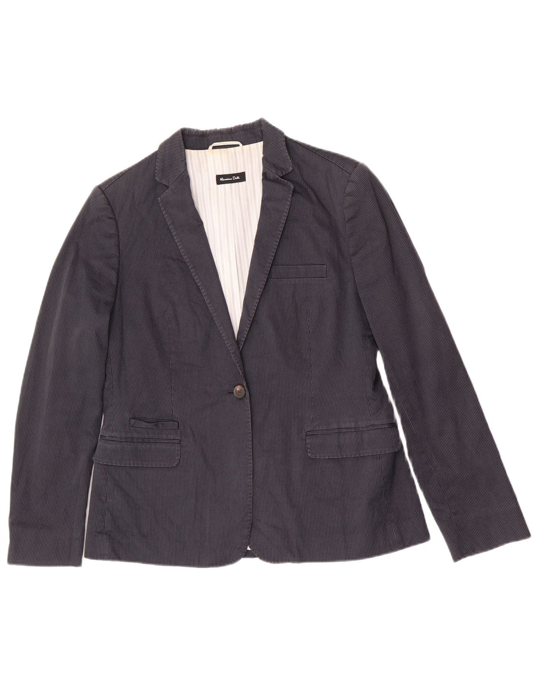 Giacca blazer da donna a 1 bottone Massimo Dutti EU 44 XL gessato blu navy