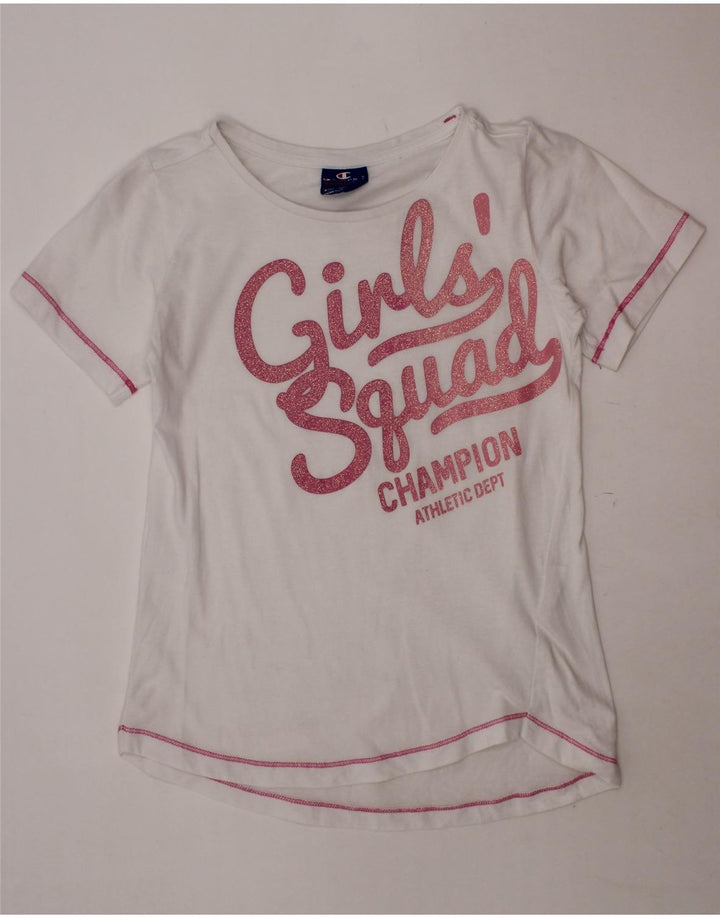 T-shirt grafica per ragazze CHAMPION Top 9-10 anni bianco medio