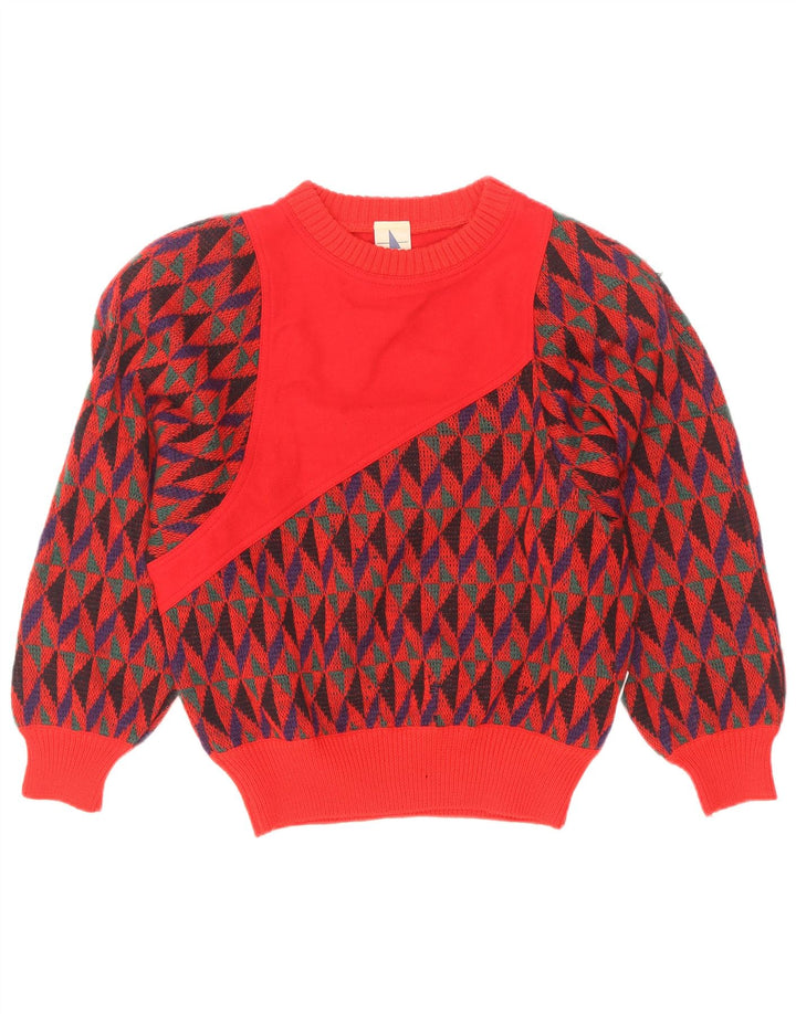 Maglione da donna con scollo a barca di Skipper IT 42 Lana geometrica rossa media