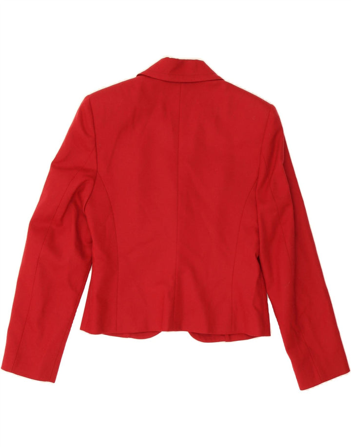 SISLEY Womens 5 Button Blazer Jacket UK 10 Small Red Virgin Wool Vintage Sisley and Second-Hand Sisley from Messina Hembry 