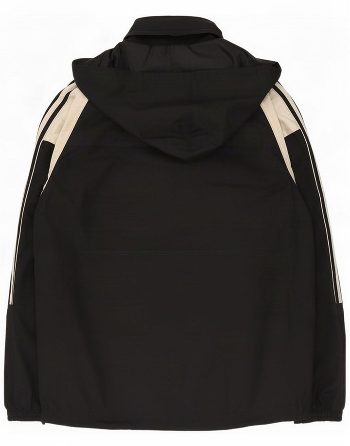 Giacca a vento con cappuccio da uomo Adidas UK 38 Medium Black Colourblock