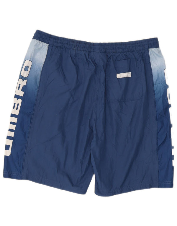 Pantaloncini sportivi grafici da uomo Umbro grandi in poliestere color block blu navy