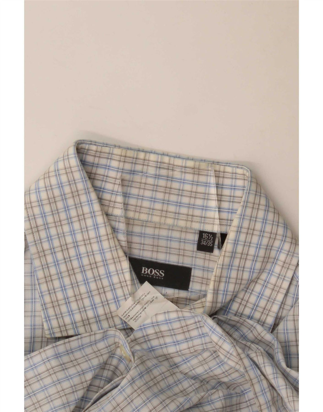 Camicia da uomo vestibilità regolare Hugo Boss taglia 16 1/2 grande cotone a quadretti blu